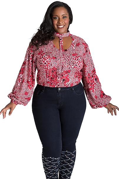 red leopard print top plus size