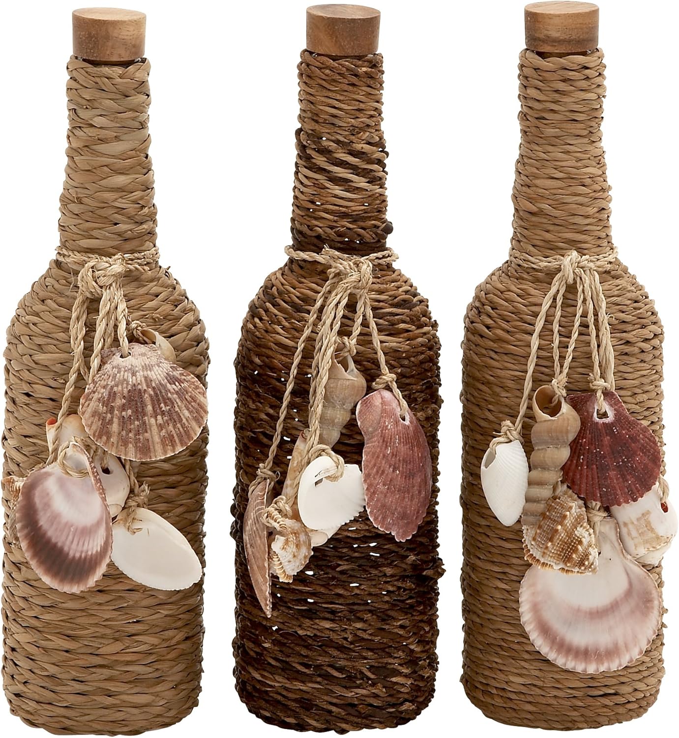 Glass Rope Bottle 3 Assorted 3"W, 12"H 83817 Home & Kitchen