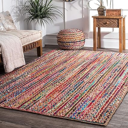 Jai Shri Shyam Cotton Chindi Braided Area Rug/Carpet/Handmade Floor Rug 3-5 ft