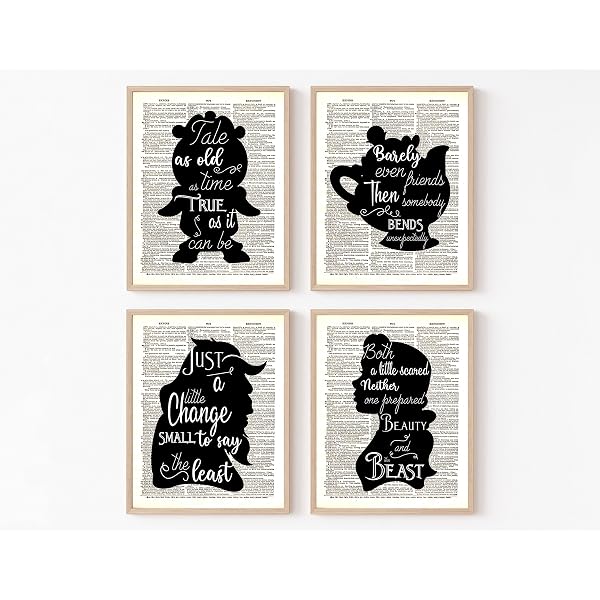 Amazon.com: Beauty and the Beast - Cogsworth Decor - 4 piece set - Belle  Quote - Dictionary Art Print Quotes and Sayings Print - UNFRAMED 8 X 10  inches : Handmade Products