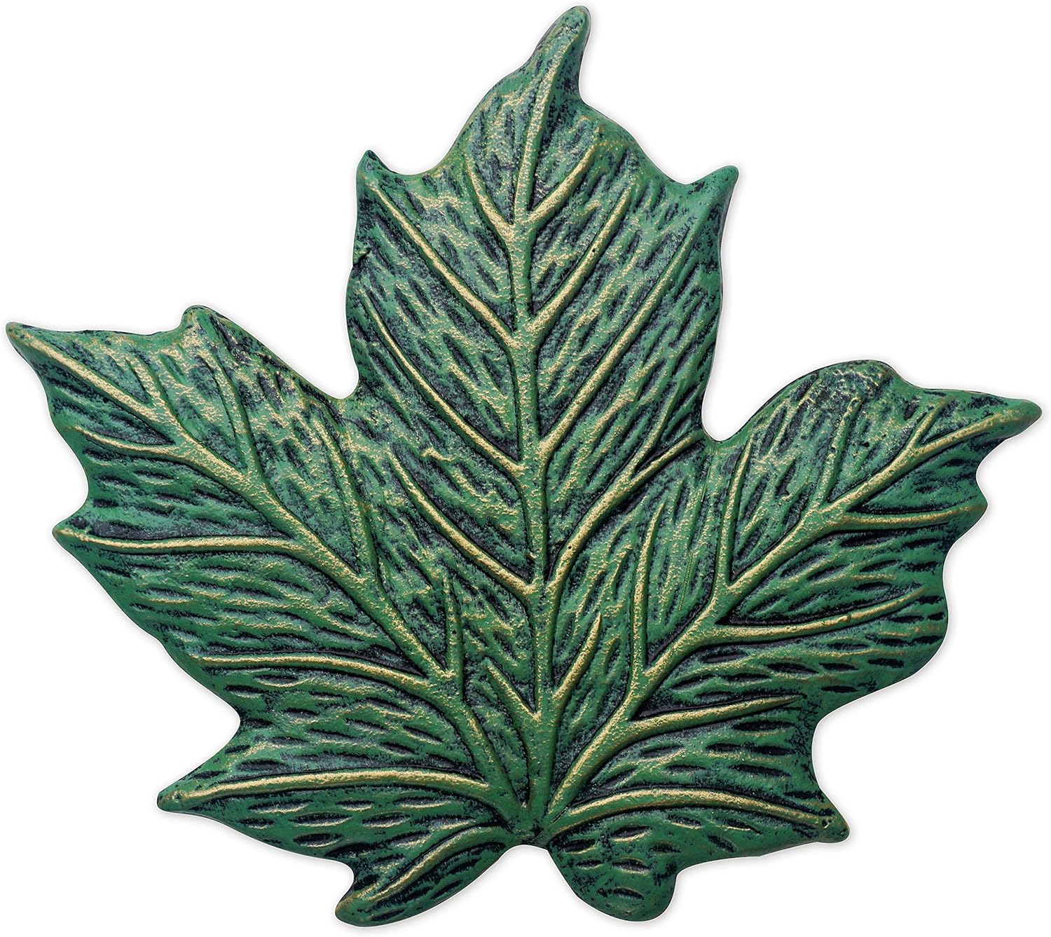 Hardscaping Materials - Sunset Vista Designs 93579 Welcome to The Woods Cast Iron Stepping Stone, Maple Leaf - Verdigris