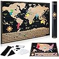 Scratch Off World Map Poster And Deluxe United States Map – Includes Complete Accessories Set & All Country Flags – Premium W