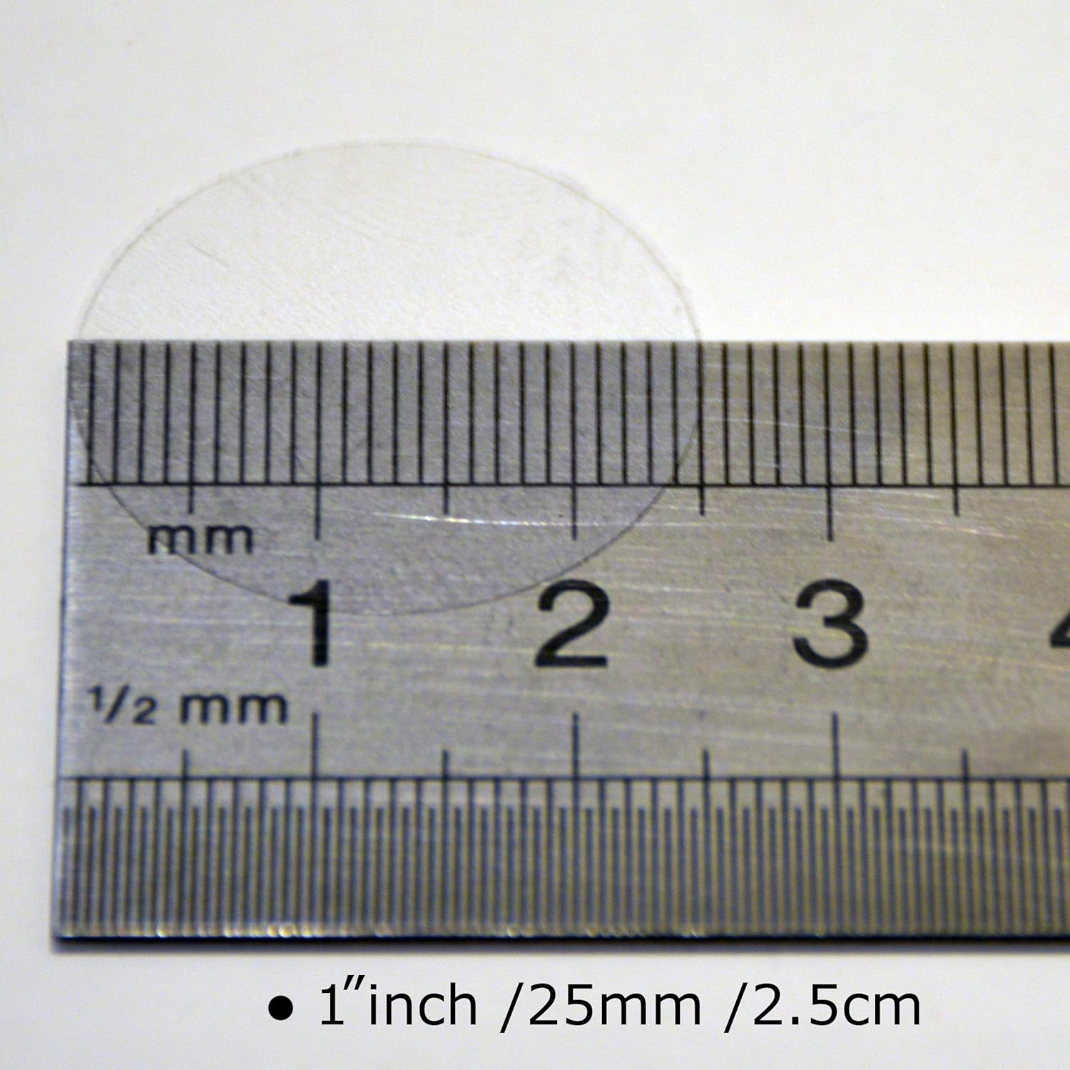 Made in The UK Transparent Envelope Circle Labels - 1" Diameter (25mm) - 1000 Clear Gloss Polypropylene Stickers on a roll - Image 4