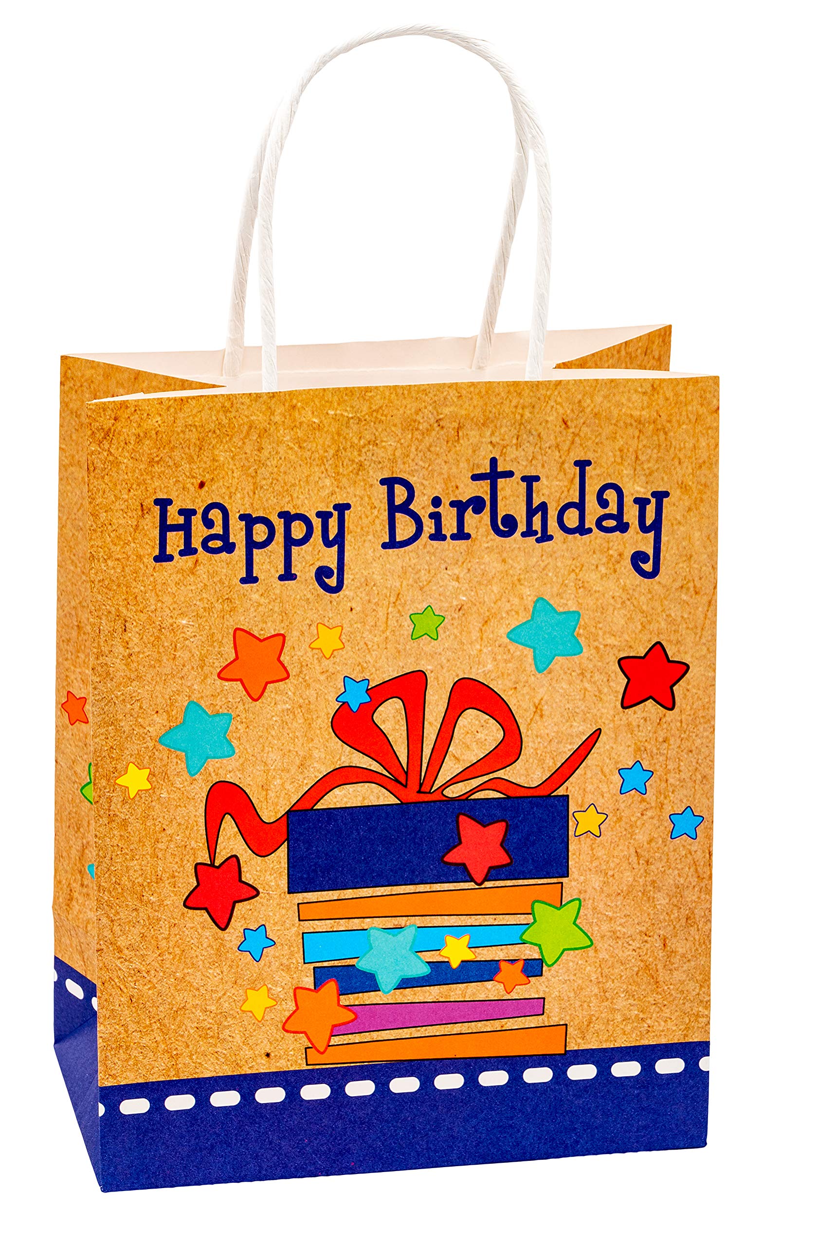 TSI 88015 Happy Birthday Kraft Paper Gift Bags Medium 23 x 18 x 10 cm Pack of 6