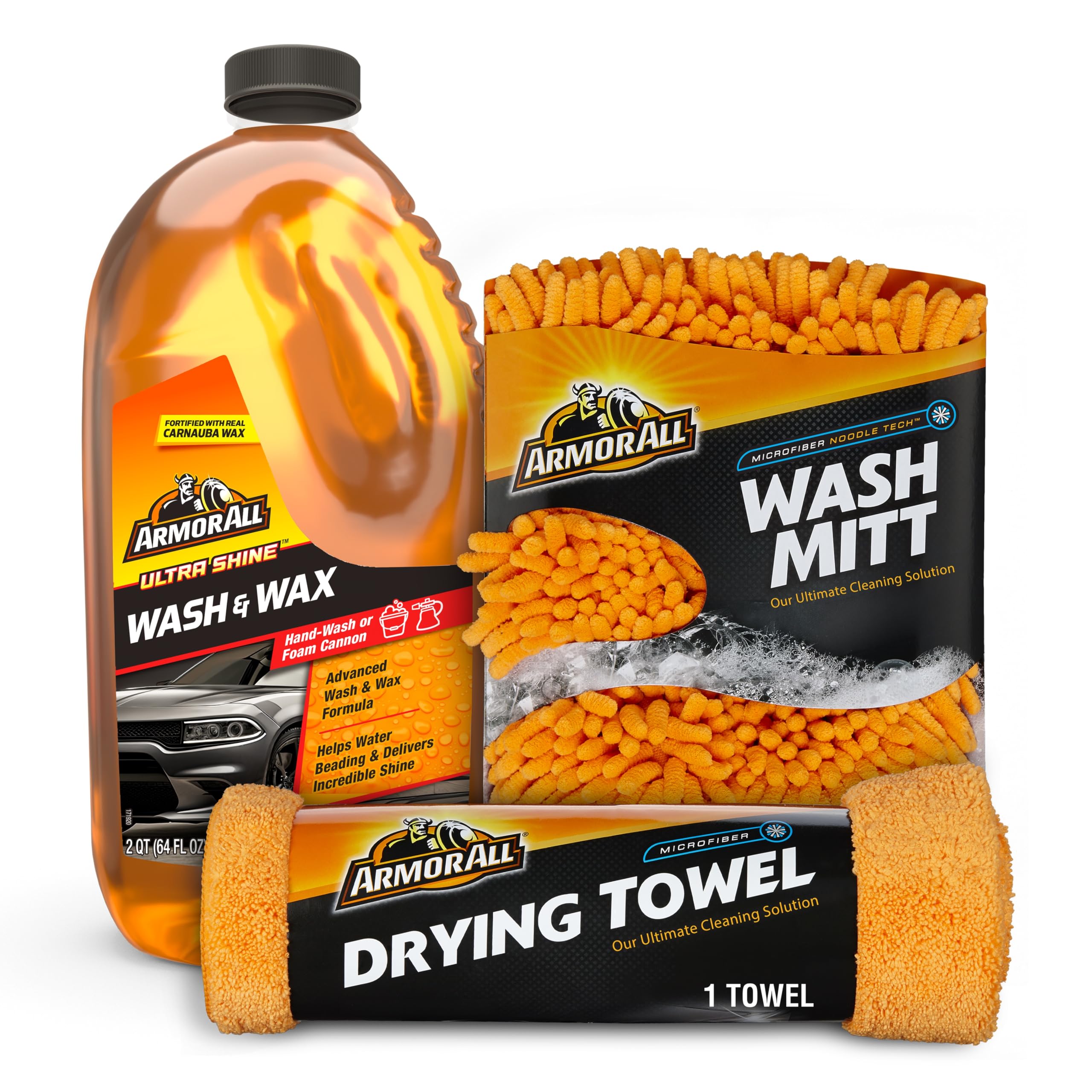 Armor All Cleaning Kit, Car Wash Soap, Wash Mitt & Microfiber Towel