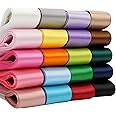 HUIHUANG 1 inch Satin Ribbon Solid Color Ribbon Assorted Double Faced Satin Fabric Hair Ribbon for Crafts, Gift Wrapping, Wedding Party Decor, 20 Colors with 2 Yards Each, Total 40 Yards Per Package