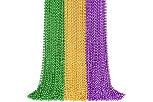 ZYFLSQ 100PCS Mardi Gras Beads, 33" 7mm Mardi Gras Beads Bulk, Metallic Purple Green Gold Mardi Gras Beads Necklaces, Mardi Gras Parade Throws Costume Accessories, Carnival Party Favors Decorations