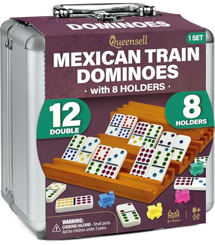 DICOSMETIC Lot de 4 supports de dominos en bois de pin - Train mexicain - 25,6 x 6,9 x 1,8 cm - Support en pierre pour domino mexicain - Rommé - Pied