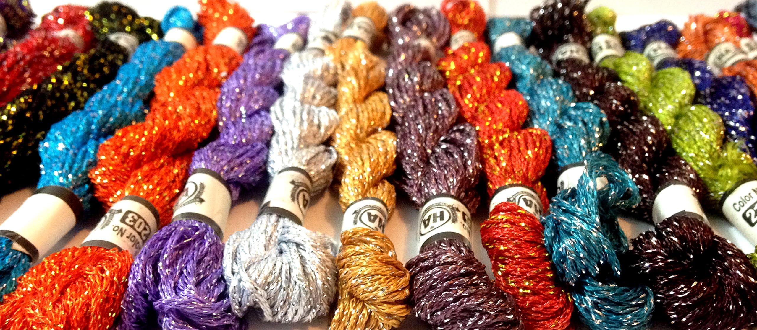 20 x New 100% Original Metallic Hand Embroidery Thread Skeins with All Most Demanding Colours