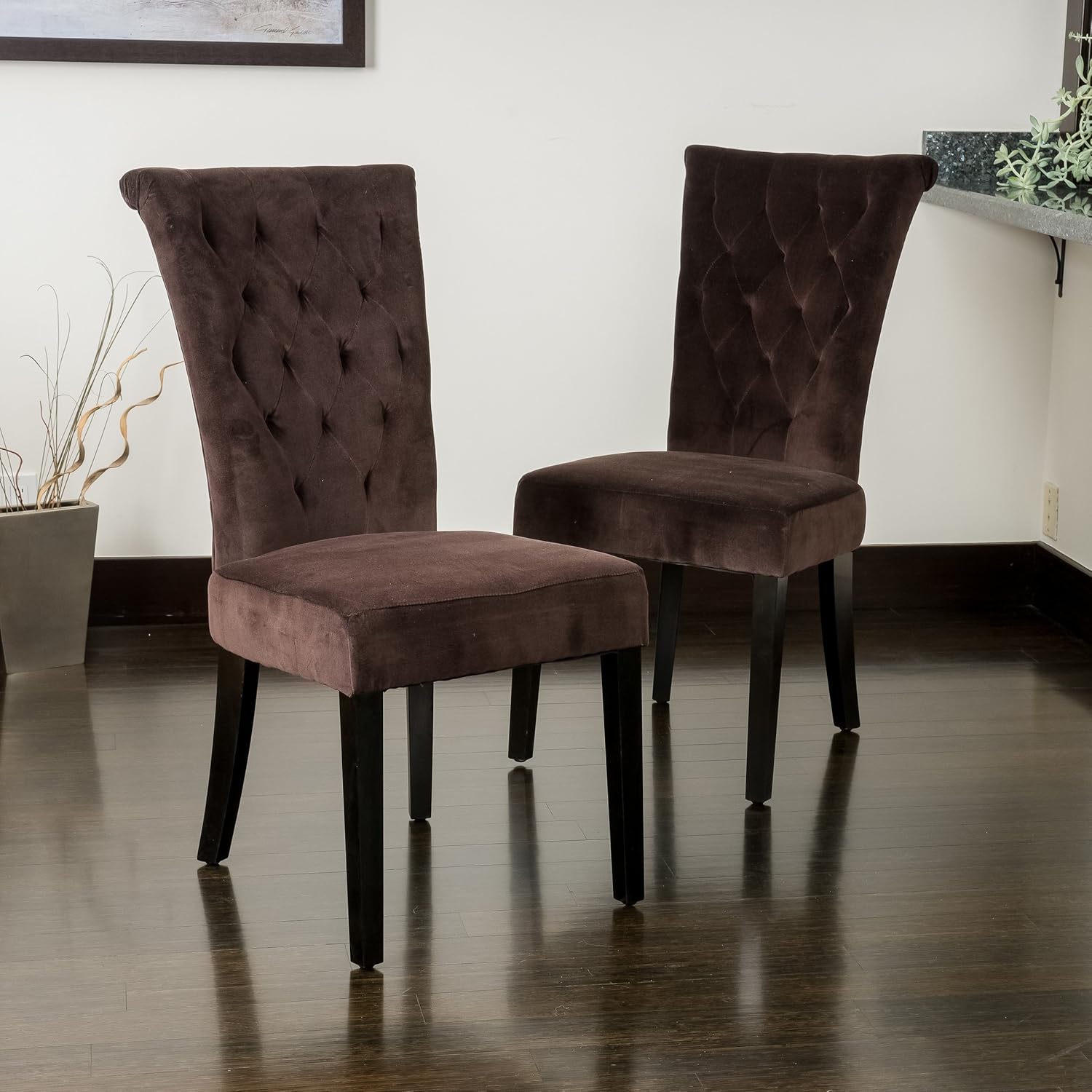 Amazon.com - Best Selling Viceroy Chocolate Velvet Dining Chairs, Brown