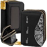 Miss Adola Credit Card Holder for Women - RFID Women Wallet Leather Card Wallet for Ladies Girls Female Aesthetic Cute Wallet with Card Slots Coin Cash Zipper Purse & ID Window, Spaceship