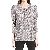 Max Studio Womens Crepe Ruched Sleeve BlouseBlouse