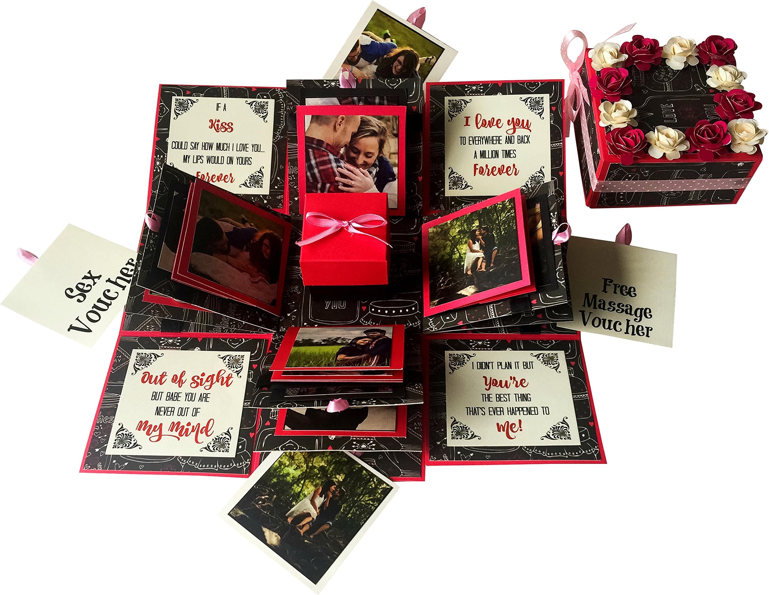 Crack Of Dawn Crafts-3 Layered Romantic Explosion Box - Pink Love With Your Photos Added