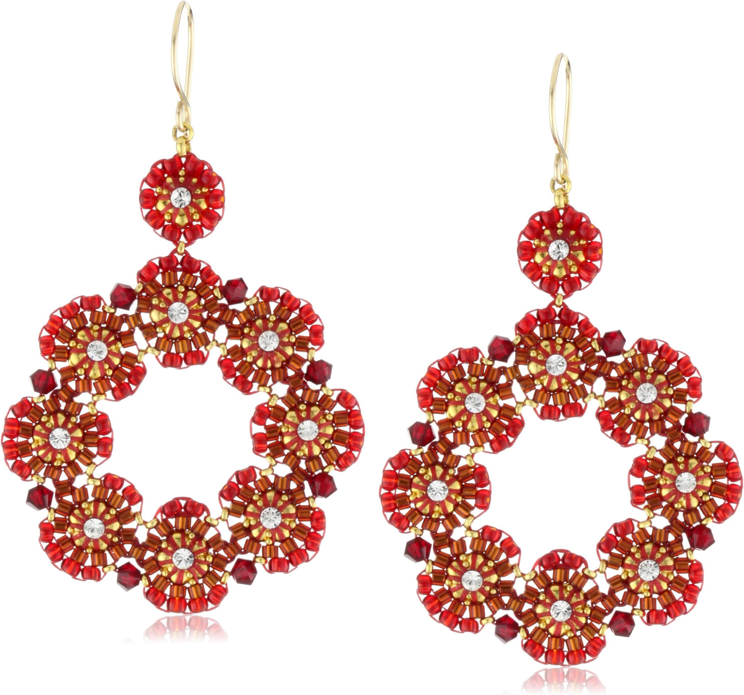 Rubellite Bead and 14k Gold Filled Station Round Earrings