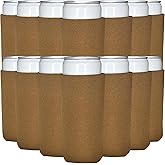 TahoeBay Slim Can Cooler Sleeves (50-Pack) Skinny Tall Cans 12 Oz Bulk Thin Seltzer Fit Sublimation Blanks for Vinyl Plain Blank Foam Beer Bottles Black White Assorted Solid Set (Brown)