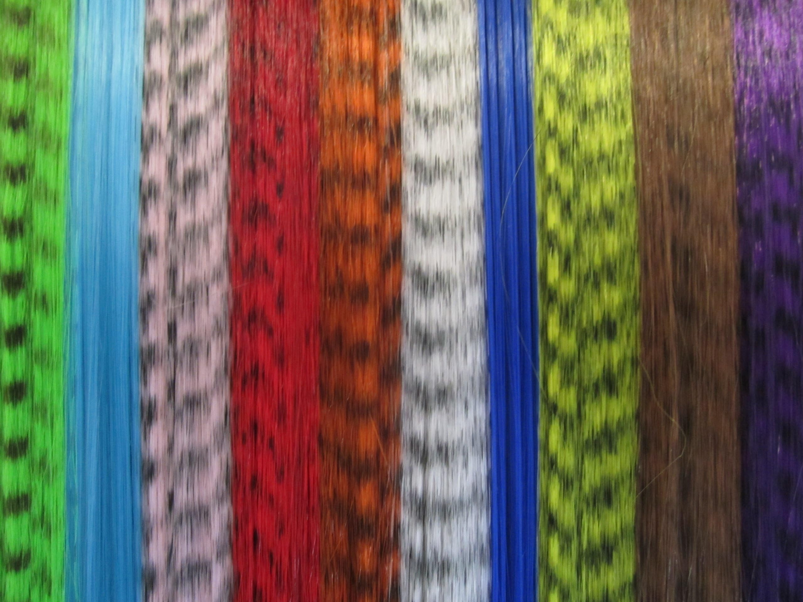 10 Synthetic Grizzly Feather Hair Extensions