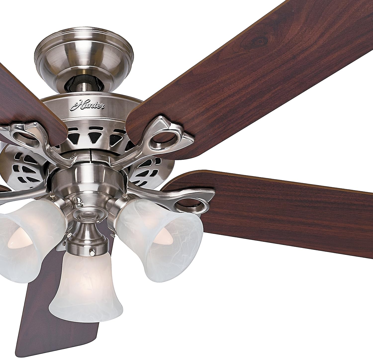 Hunter 52 in. Brushed Nickel Ceiling Fan with Remote and 5 Cherry