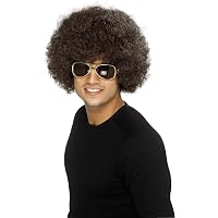 ZALHIN Unisex Afro Perücke 70er Jahre – Braun, Hitzebeständig, Einstellbare Größe, Für Karneval & Cosplay