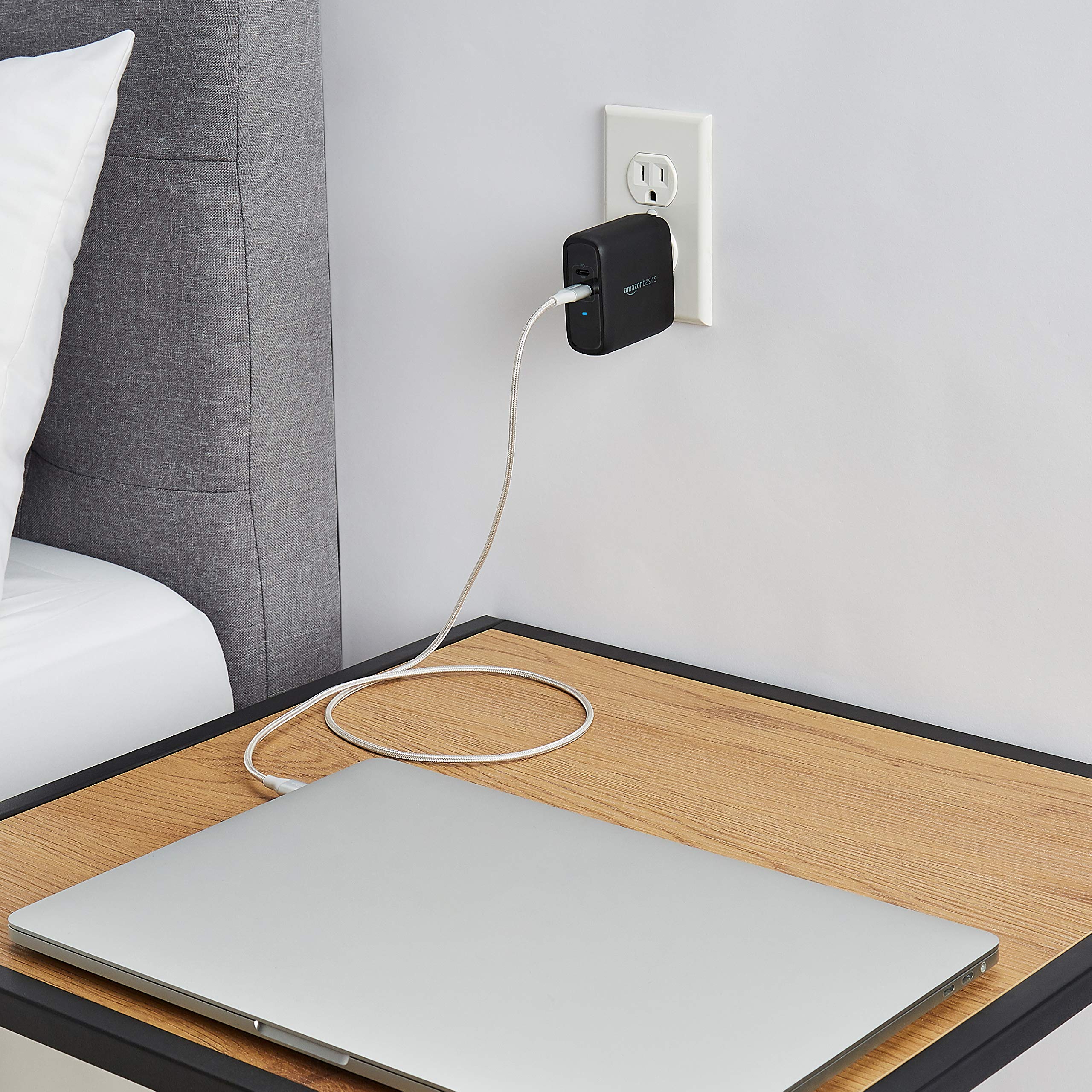 Amazon Basics 68W Two-Port GaN Wall Charger with 2 USB-C Ports (60W, 18W) with PD for Laptops, Tablets & Phones (iPhone 16/15/14/13/12/11/X, iPad, MacPro, Samsung, and More), Non-PPS, Black