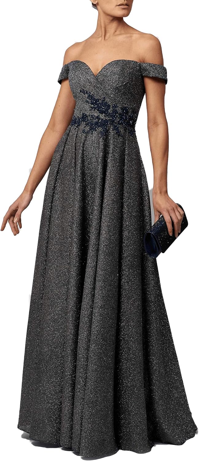 Mascara London Navy MC18012 Embroiderd Glitter Prom Dress Amazon.co.uk