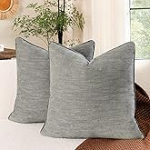 Mattins Chenille 22x22 Pillow Covers Set of 2 Neutral Throw Pillow Covers Textured, Modern Farmhouse & Mid Century Modern Decorative Pillow Covers for Couch & Sofa, Dark Grey 22 Inch Pillow Cover Sets