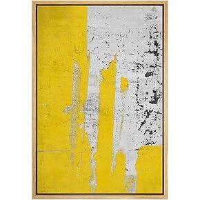 SIGNWIN Framed Canvas Print Wall Art Yellow Streaks...