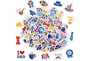 BWkoss Father's Day Foam Stickers - 300Pcs Happy Fathers Day Stickers Bulk Self-Adhesive Best Dad Ever Heart Football Beard Tie Foam Sticker for DIY Gift Cards Craft Box Party Scrapbooking Decors