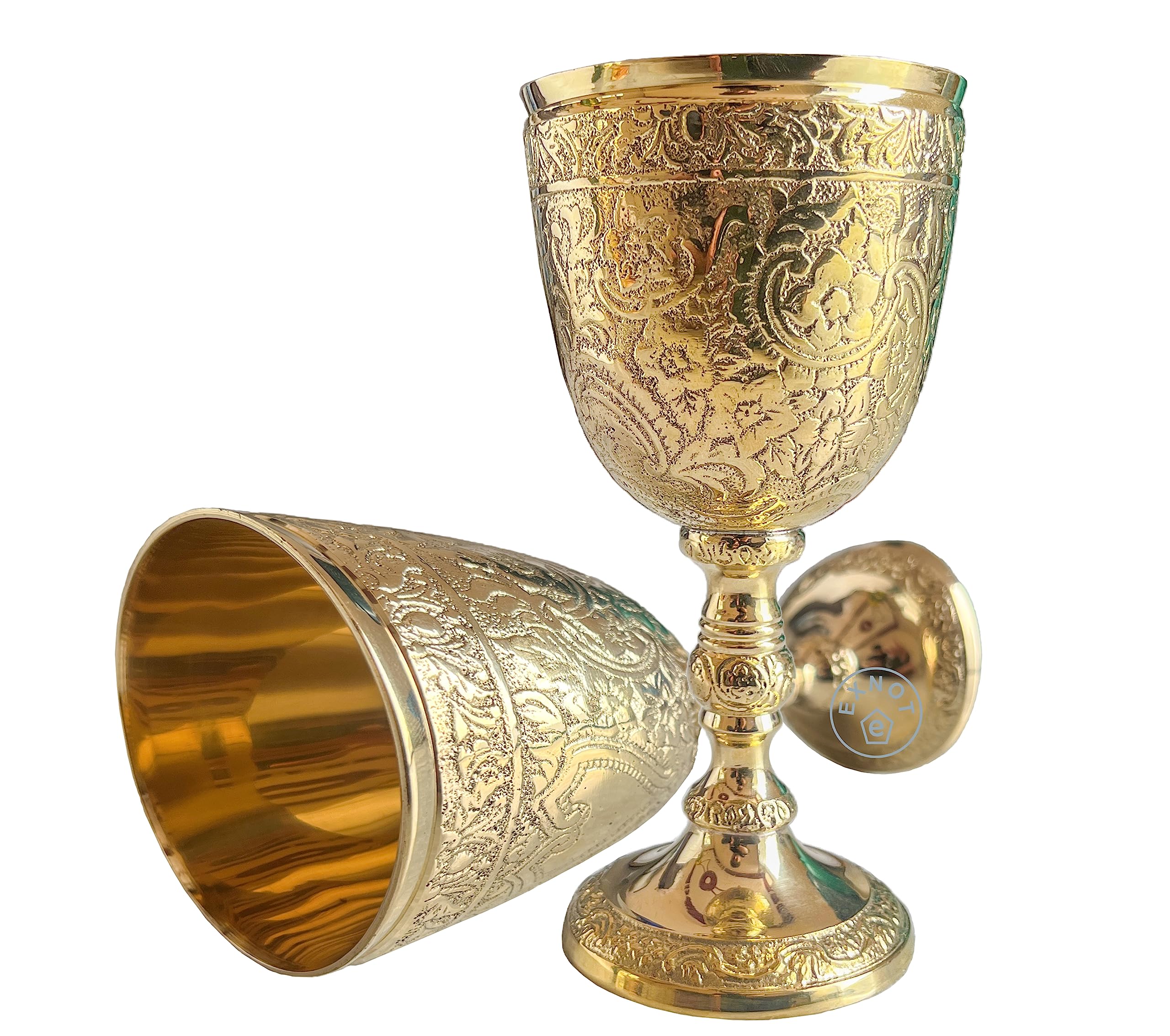 EXNOT Chalice made of brass in vintage style, 1 x royal wine cup by King Arthur – Renaissance medieval gifts for communion, Christmas, 1 x royal chalice