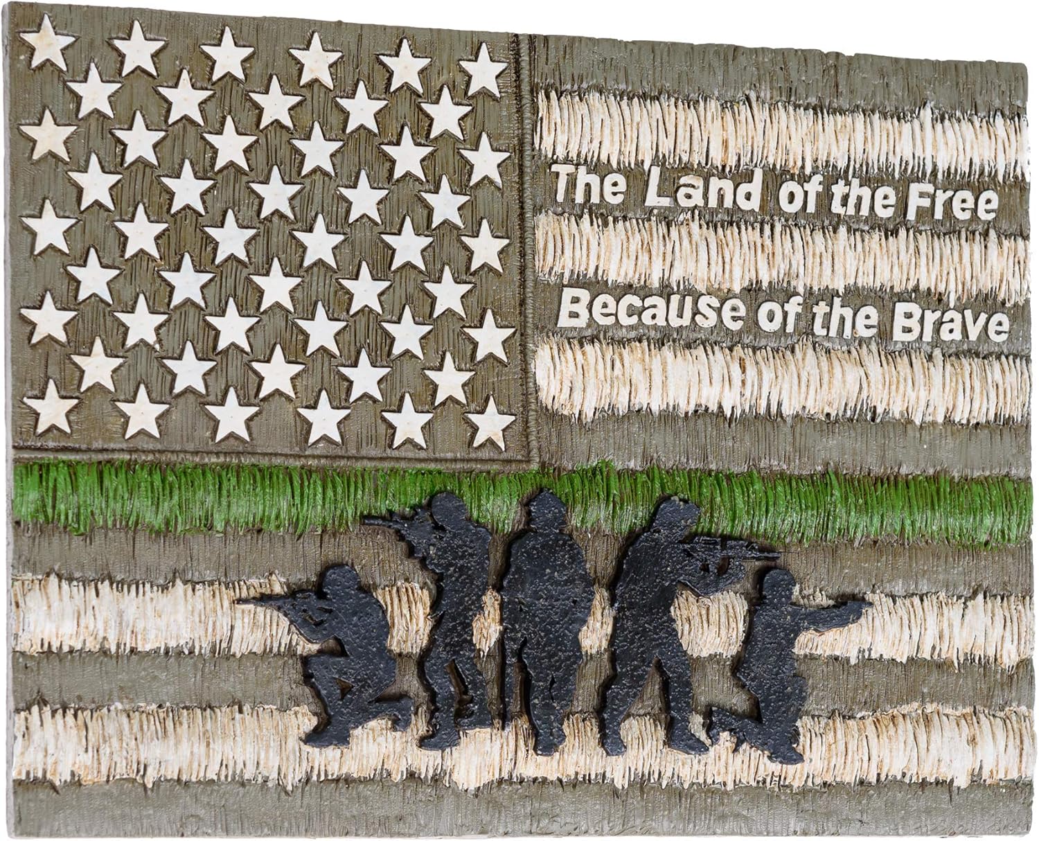 The Land of the Free Because of the Brave America Wall Decor - American Flag Decorations for Home Wall Decorations Military Office Decor Patriotic Decoration for Men - American Wall Art Plaques Decor