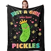 Amonee-YL Pickle Gifts, Just A Girl Who Loves Pickles, Pickles Blanket 40"X50", Pickle Decorations, Soft Blanket for Pickled Lovers, Funny Pickled Gifts for Girls Women, Pickled-Lover Stuff