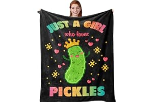 Amonee-YL Pickle Gifts, Just A Girl Who Loves Pickles, Pickles Blanket 40"X50", Pickle Decorations, Soft Blanket for Pickled Lovers, Funny Pickled Gifts for Girls Women, Pickled-Lover Stuff