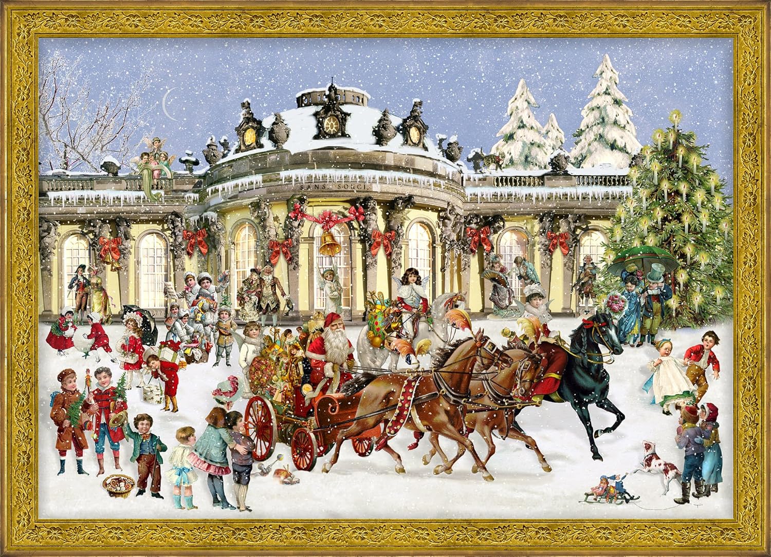 Richard Sellmer Verlag RS 785 Calendrier de l'Avent avec paillettes et fenêtre transparents 24 portes Motif scène d'hiver avec traineau 35,5 x 26 cm Richard Sellmer Verlag RS 785 Calendrier de l'Avent avec paillettes et fenêtre transparents 24 portes Motif scène d'hiver avec traineau 35,5 x 26 cm