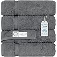 SALBAKOS - Premium 4 Piece Bath Towel Set, Made with 100% Turkish Cotton, Quick Drying, Highly Absorbent & Comfy Towels for Spa & Hotel | 27"x54" (Gray)