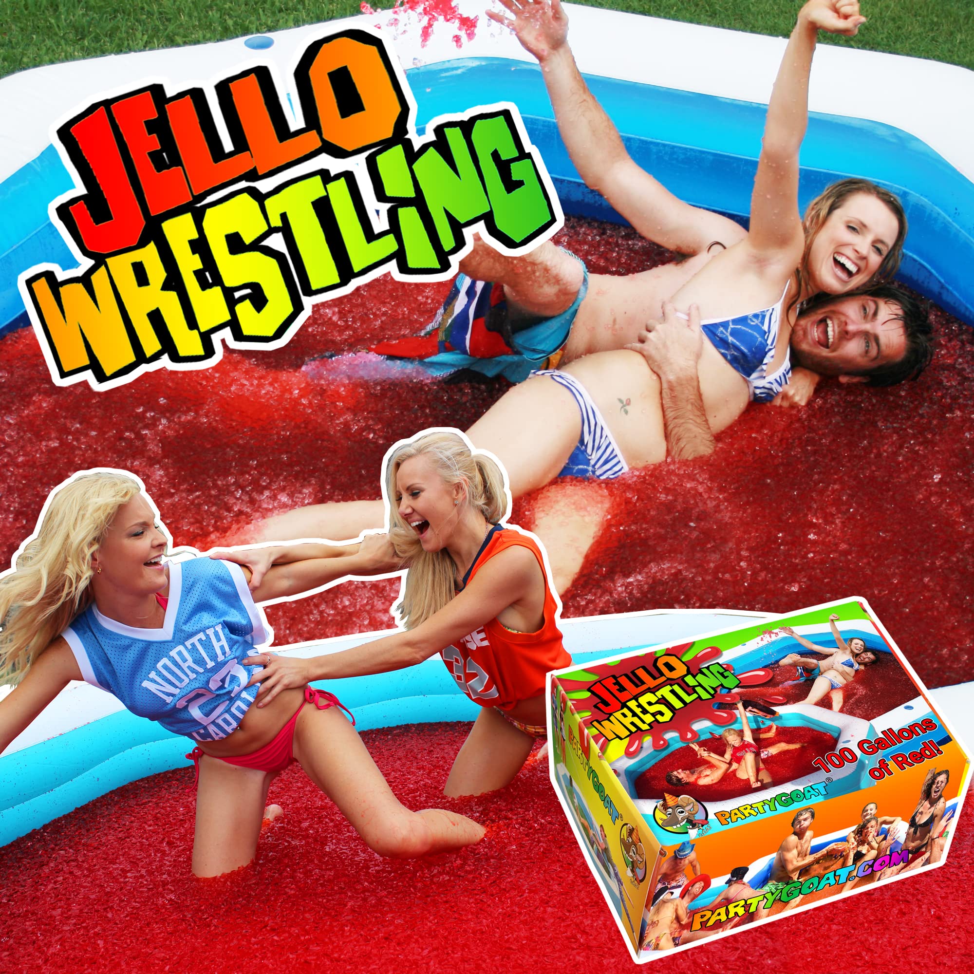 Bulk JELLO WRESTLING Mix. 100 Gallon Package! RED Jelly Kit. Just Add Water to your Inflatable Pool to make a Jello Wrestler's Ring. Easy Set Wrestling Jello for Parties, Tug of War & Fundraisers.