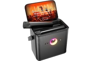 Ikarao Karaoke Machine for Adults Kids, with Lyrics Display Screen, WiFi Connect to YouTube & Karaoke App, 2 EQ Autotune Wireless Microphones Portable Karaokes PA System for Home Family Party Camping