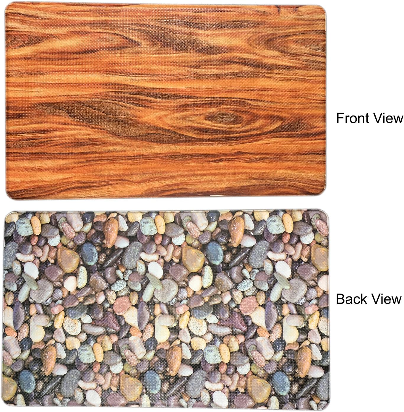 Art3d Premium Reversible Anti Fatigue Kitchen Mat Non-Slip Kitchen Rug Standing Floor Mat (18x30, Pebble & Wood): Kitchen & Dining