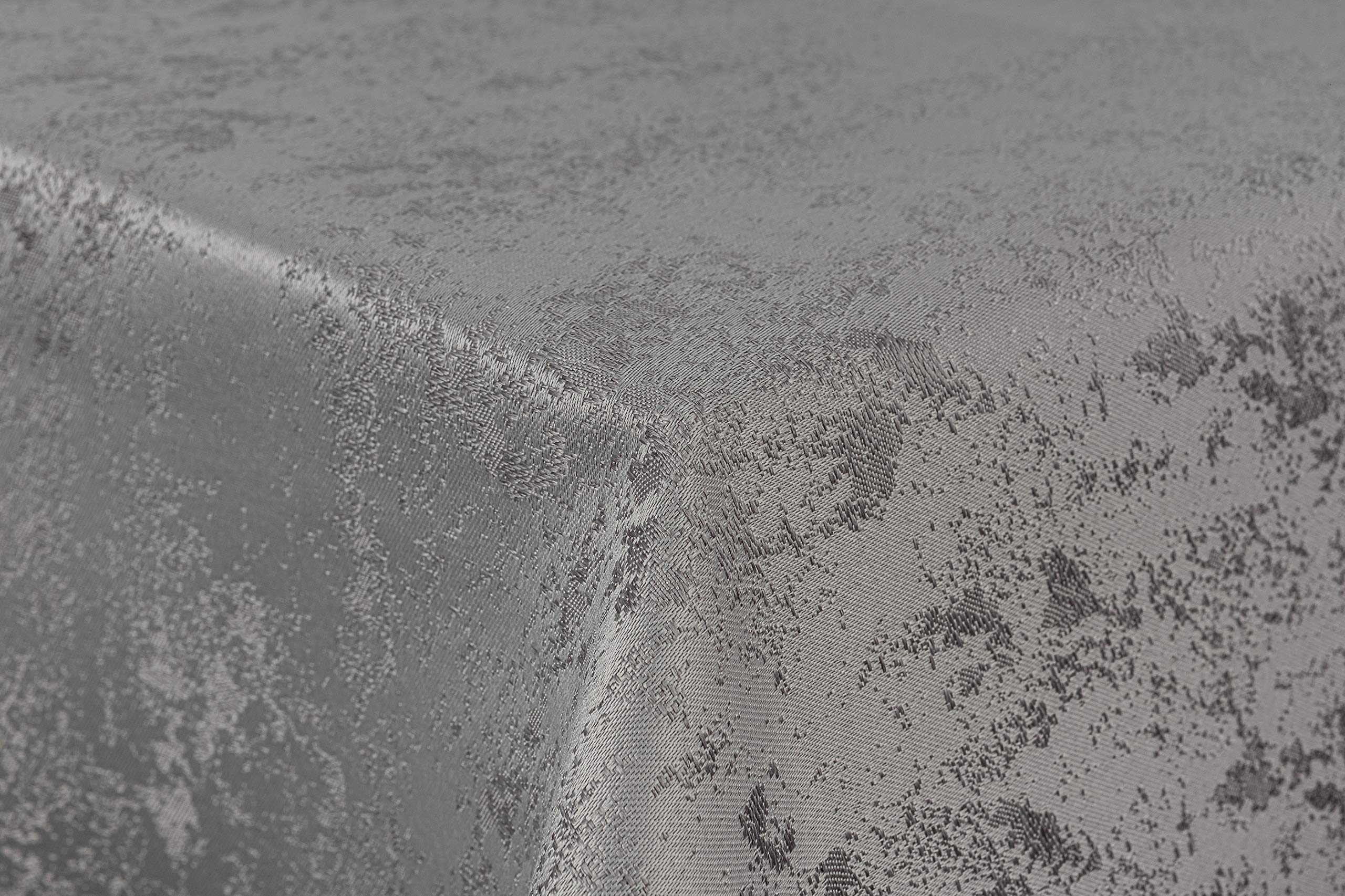 First-Tex tablecloth damask jacquard brilliant mottled 160 round in silver/light grey with straight hem edge