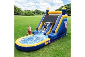 HXDOGSP Inflatable Water Slide Commercial Grade: 21FT(L) Water Bounce House for Adults & Teenagers - Big Pool, Premium PVC, Castle Style, Wet & Dry, 950W Blower - for Backyard Outdoor Birthday Party