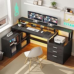 YITAHOME L Shaped Desk with 3 Drawers, 65" Corner