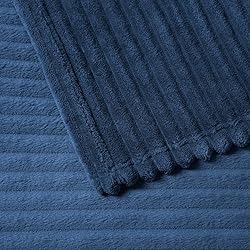 Vessia Flannel Fleece Navy Blue Throw Blanket