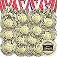 Equsion 36 Pcs Award Medals Bulk with Neck Ribbons Gold Sports Awards Football Volleyball Archery Basketball Dink Ball Cheer Track Bowling Medals for Sports Participation Winner Gift