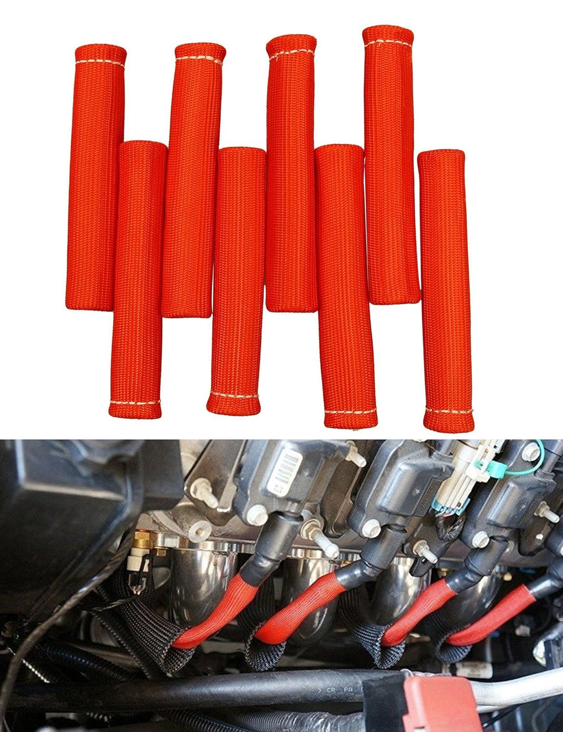 YUK Red 1200° Spark Plug Wire Boots Heat Shield Protector Sleeve SBC