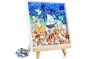 Joyclub DIY Mosaic Painting Kit Mosaic Kits for Adults and Kids Creativity Handmade Arts and Crafts Square Frame Painting Mosaic Making Projects Supplies Christmas Gifts Home Room Decor Sea Theme