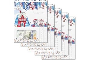 ZipGifts Holiday Card | Zip-Open Money Holder w/Clear Plastic Window for Cash, Check, & Gift Card (Holiday | Warm & Cozy | 5-Pack)