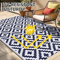 Smiry Waterproof Outdoor Rug 6x9 ft, Reversible