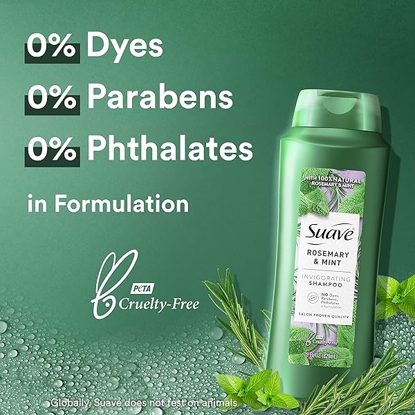 SUAVE PROFESSIONALS INVIGORATING SHAMPOO FOR DRY AND DAMAGED HAIR ROSEMARY AND MINT PARABEN FREE AND DYE FREE HAIR 28 OZ