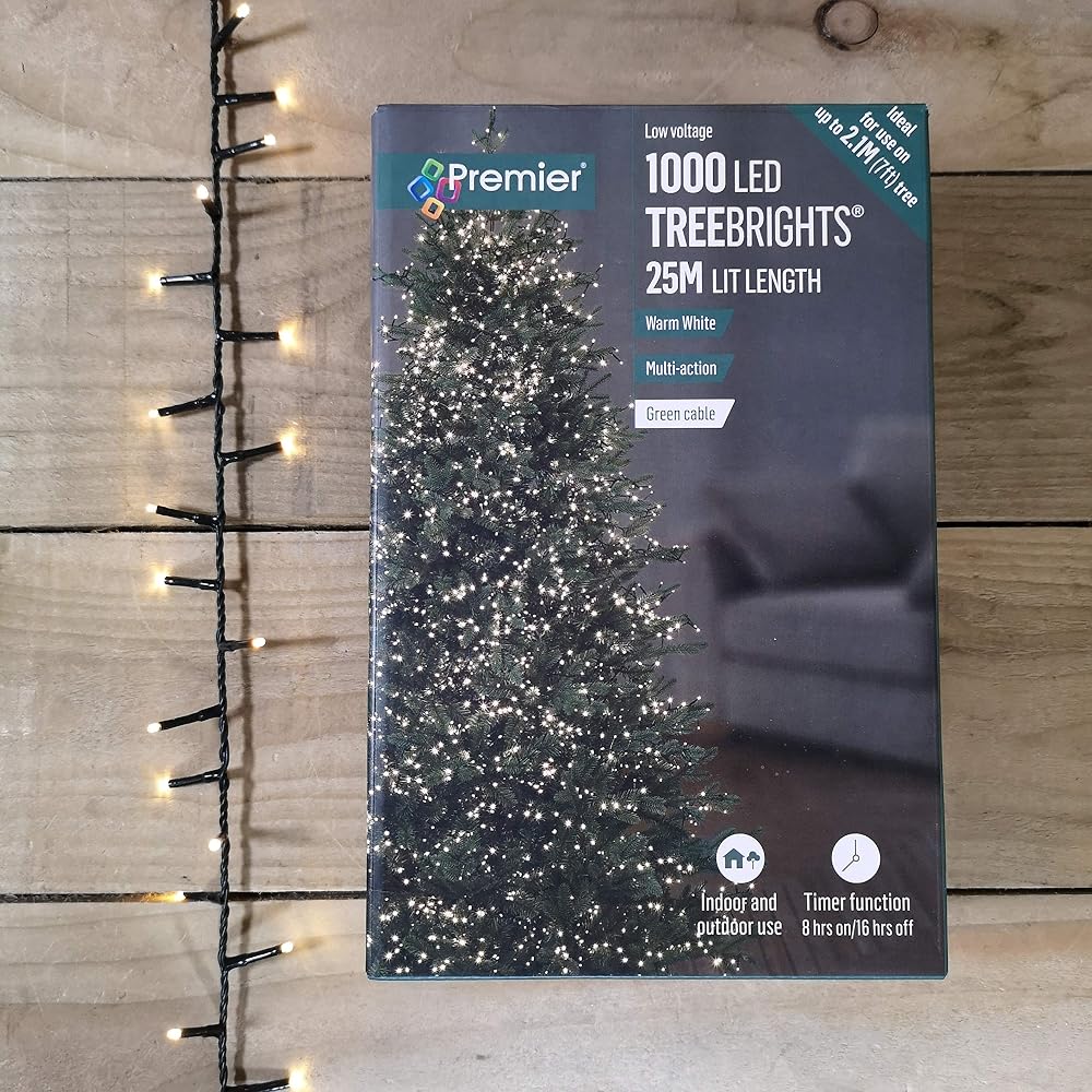 Premier Decorations 1000 TreeBrights LED Lights Warm White with Timer