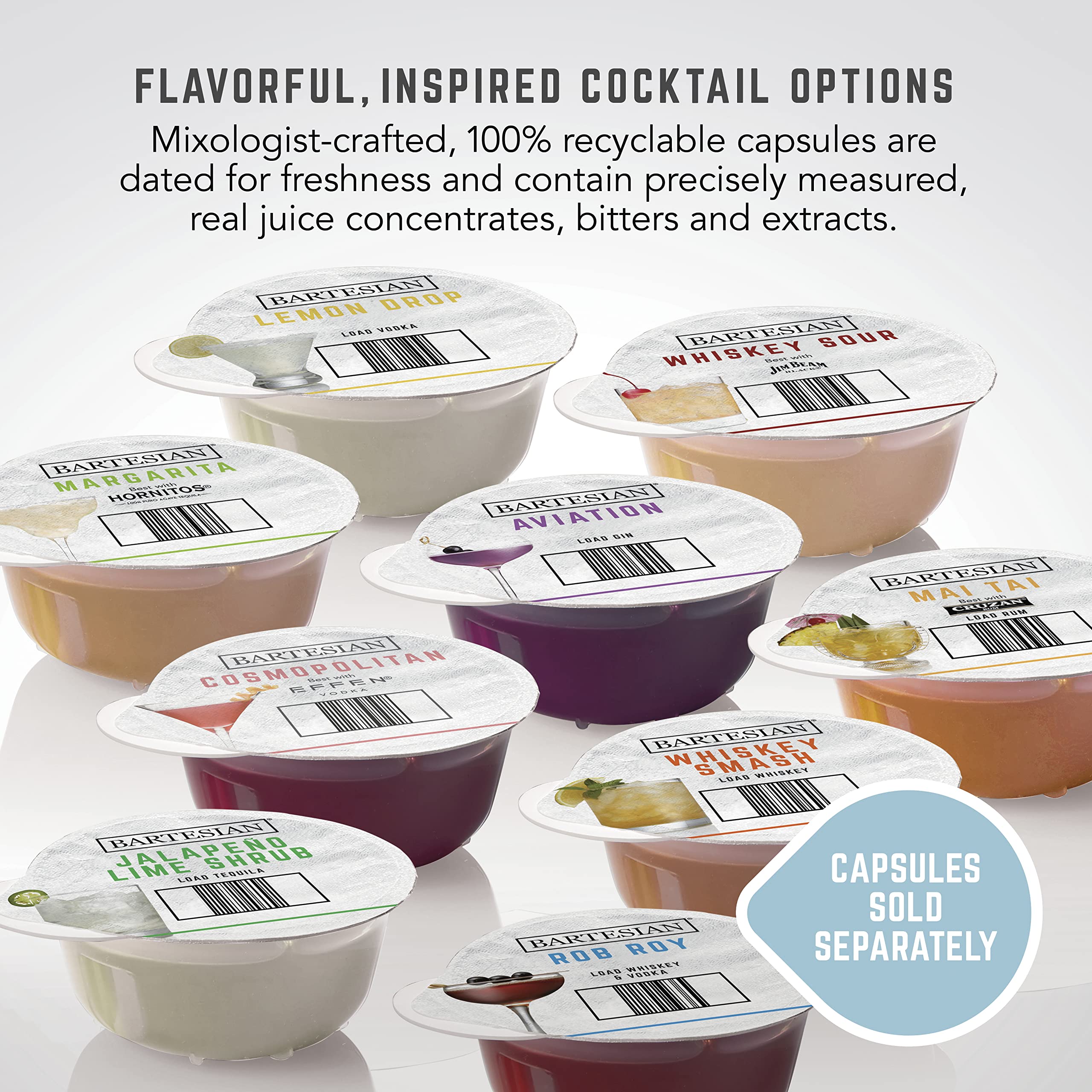 Bartesian Duet Cocktail Machine and Margarita Maker - Compact Home Bartender Mixologist Drink Mixer with 2 Glass Spirit Bottles - Automatic Machine Creates Premium Cocktails and Mocktails in Seconds