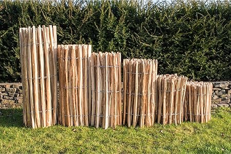 Staketenzaun Haselnuss Höhen 50 cm - 120 cm, Länge 5 Meter, Lattenabstände 3-5 cm und 7-9 cm (Länge x Höhe: 500 x 100 cm, Lat