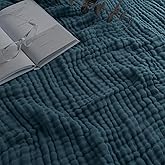 Comfy Cubs Muslin Blanket for Adults Queen 90" x 90" - 6 Layer Soft, Breathable & Lightweight Muslin Adult Blanket - Machine Washable & Designed in The US Bedding for All Seasons - Neptune